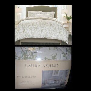 NEW Laura Ashley Lindy Green Cotton Duvet Cover Set - Twin